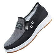 IUJSOY Hands Free Slip on Loafers for Men Wide Width Casual Canvas Boat Shoes Walking Shoes Soft Sneakers
